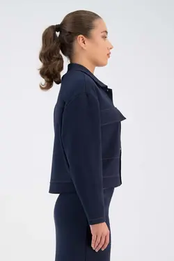 کت طرح‎دار جیبدار زنانه سرمه ای برند COFL Circle of Life کد 1647654187