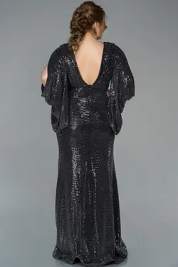 لباس مجلسی سایز بزرگ یقه هفت پولک دوز سیاه-نقره ای برند Abiyefon کد 1647802868