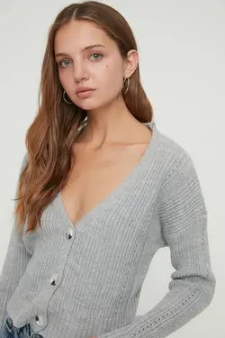 بافتنی طرح‎دار طوسی برند TRENDYOLMİLLA کد 1647785647