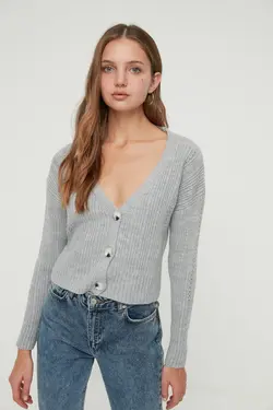 بافتنی طرح‎دار طوسی برند TRENDYOLMİLLA کد 1647785647