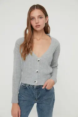 بافتنی طرح‎دار طوسی برند TRENDYOLMİLLA کد 1647785647