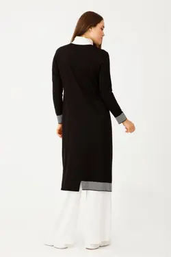 بافتنی نامتفارن طرح‎دار شطرنجی مشکی برند Tığ Triko کد 1647785727