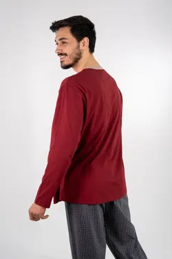 لباس راحتی 100پنبه سایز بزرگ آستین بلند چاپی زرشکی برند Nur Aka by Nurteks کد 1647765923