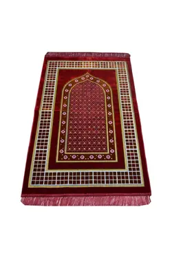 سجاده ست نماز مخملی طرح‎دار مربع قرمز برند Haziran کد 1647889280
