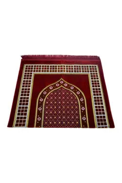 سجاده ست نماز مخملی طرح‎دار مربع قرمز برند Haziran کد 1647889280