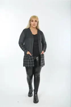 کت بافتنی جاکار طرح‎دار سایز بزرگ زنانه / برند Mezura کد 1647858234