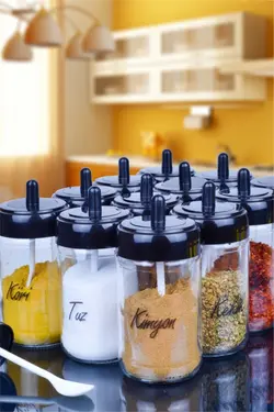 ست‎ادویه درب ست آب شیشه ای شفاف مقاوم 30عدد 12عدد قاشق دار برند Sezka Life کد 1647838510