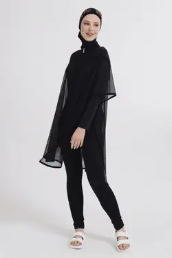 مایو اسلامی پوشیده سرهمی استخر زنانه مشکی نوعی برند Alfasa کد 1647830650