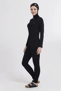 مایو اسلامی پوشیده سرهمی استخر زنانه مشکی نوعی برند Alfasa کد 1647830650