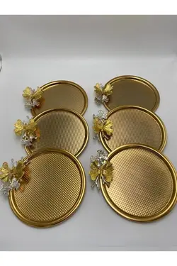 سینی سرویس کیک گرد تزئینی پروانه ای طلایی برند Lonicera Atelier کد 1647819849