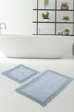 فرش زیرپایی حمام ماکارونی 100پنبه Aqua سنگی برند Bonny Home کد 1647811342