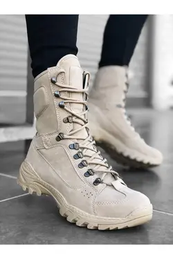 پوتین بوت پوستال کرم ارتشی بند دار برند BOA کد 1647943028