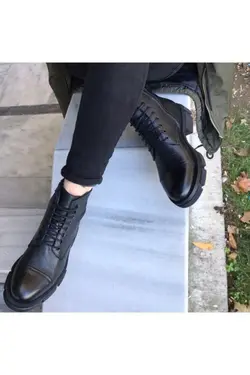 پوتین بوت پوستال مردانه چرم اصل مشکی برند İBAY کد 1647942787