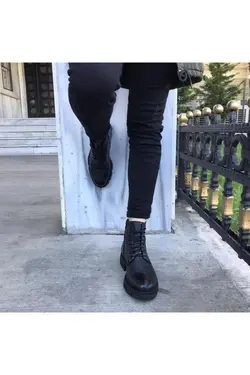 پوتین بوت پوستال مردانه چرم اصل مشکی برند İBAY کد 1647942787