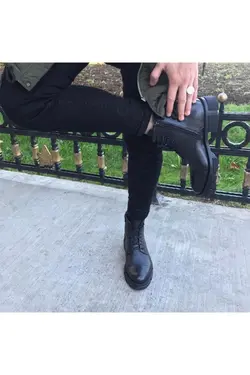 پوتین بوت پوستال مردانه چرم اصل مشکی برند İBAY کد 1647942787