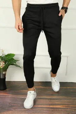شلوار راحتی پارچه جاگر اسلیم فیت غواصی مشکی مردانه برند çerme کد 1648080043