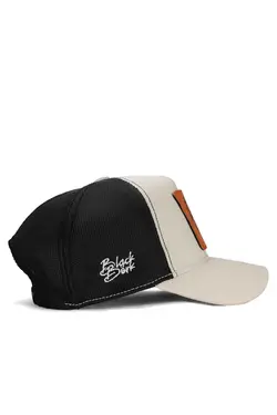 کلاه کت جین لوگو‎دار 60 ببر سیاه کرمی (قطر) برند BlackBörk کد 1699368412