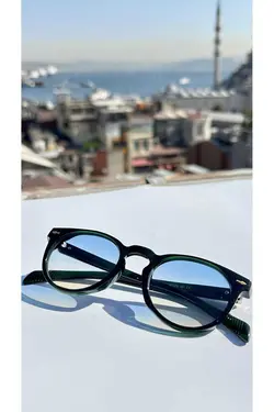 قاب عکس عینک بیضی شیشه ای استخوانی طراحی آبی زنانه برند Angel Eyes کد 1698759019