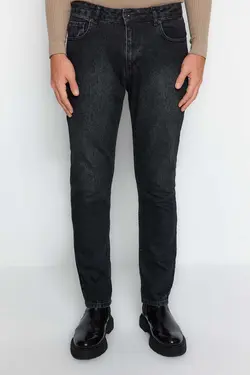 شلوار جین صاف مشکی مردانه برند TRENDYOL MAN کد 1698732304