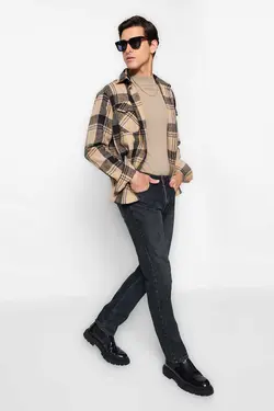 شلوار جین صاف مشکی مردانه برند TRENDYOL MAN کد 1698732304