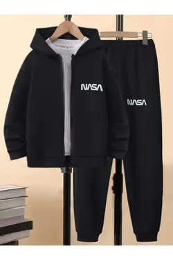 ست لباس راحتی کلاهدار چاپی مشکی مردانه برند İsaac کد 1698603919