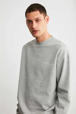 ست لباس راحتی ساده طرح‎دار گلدوزی شده ملانژ خاکستری مردانه برند GRIMELANGE کد 1698603642