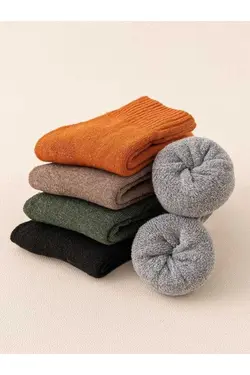 جوراب حوله زمستانی ساده 5ست رنگارنگ برند Çoraphane کد 1698479436