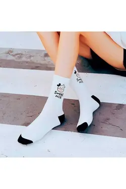 جوراب تنیس راه‎راه طرح‎دار گاو 5ست سفید مشکی زنانه برند BGK کد 1698478927