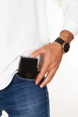 ست جا کارتی چرم مشکی اصل آدلینا 7x10cm برند Newish کد 1698476947