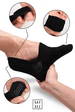 بسته جوراب کفش عروسکی سیلیکون بامبو پاشنه سر نمیخورد مشکی مردانه برند SAYSEZ کد 1698477855