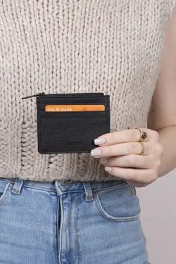 محفظه ای سکه 3603100% اصل مشکی جا کارتی زیپدار چرم برند Grande کد 1698477681