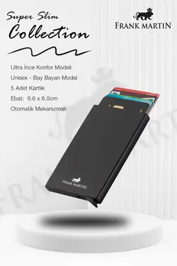 کارت اتوماتیک جعبه‎دار فلزی مدل جا کارتی مشکی اصل برند Frank Martin کد 1698476711