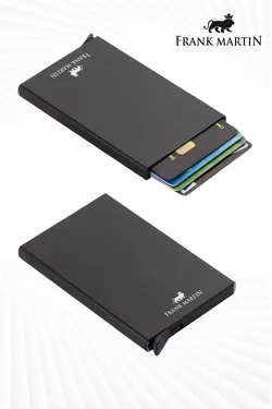 کارت اتوماتیک جعبه‎دار فلزی مدل جا کارتی مشکی اصل برند Frank Martin کد 1698476711