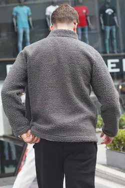 سوییشرت مخمل دودی زیپدار برند Madmext کد 1698319585