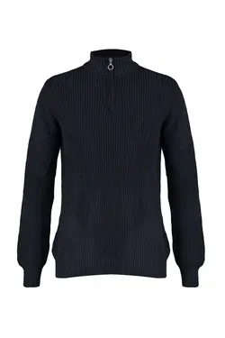 پلیور متناسب یقه نیمه اسکی سرمه ای زیپدار مردانه برند TRENDYOL MAN کد 1698160280