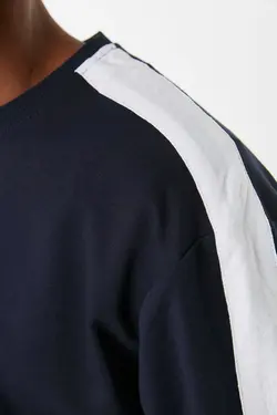 لباس راحتی بافتنی نواری کنار سرمه ای برند TRENDYOL MAN کد 1698084132