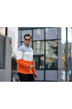 پلیور یقه گرد طرح نارنجی تکه برند Valiberta کد 1697883727