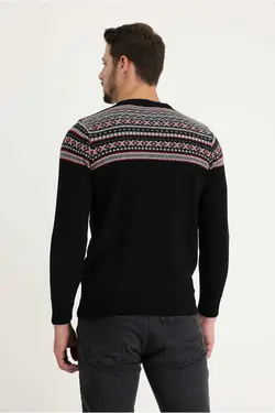 پلیور بافتنی اسلیم فیت طرح‎دار پشمی یقه گرد برند Kiğılı کد 1697868074