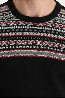 پلیور بافتنی اسلیم فیت طرح‎دار پشمی یقه گرد برند Kiğılı کد 1697868074