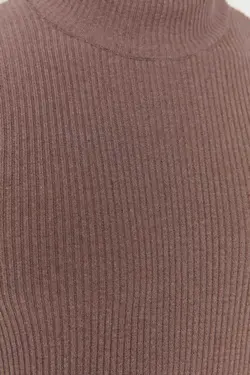 پلیور بافتنی قالب یقه نیمه اسکی قهوه ای سموری تنگ مردانه برند TRENDYOL MAN کد 1697854874