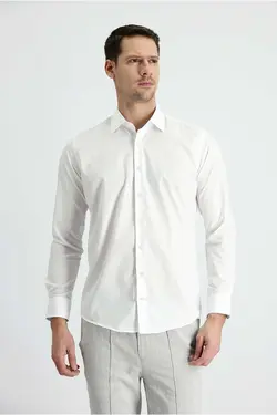 پیراهن اسلیم فیت پنبه ای آستین بلند کلاسیک برند Kiğılı کد 1697808667