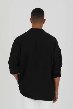 پیراهن گشاد کتان بافتنی مشکی مردانه برند JAKARLI کد 1697806938