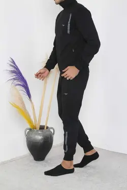 ست لباس راحتی زیپدار مشکی مردانه برند 3MODA کد 1697803931