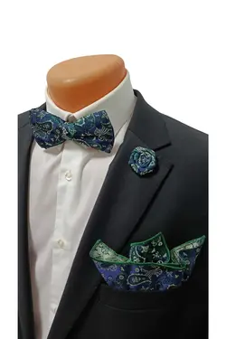 پاپیون شال ست گلدار دستمال طرح سبز تیره برند KOÇYİĞİT کد 1696558342