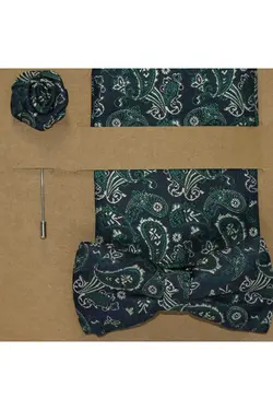 پاپیون شال ست گلدار دستمال طرح سبز تیره برند KOÇYİĞİT کد 1696558342