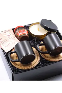 ست فنجان شمع با نعلبکی معطر چوب فلزی کادو شکلات قهوه &amp; شیشه برند vegahediye v vega کد 1696434724