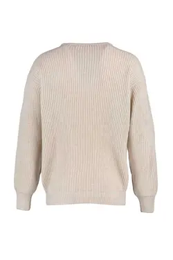 پلیور بافتنی قالب گشاد ساده یقه گرد بژ مردانه برند TRENDYOL MAN کد 1696342570