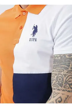 تیشرت یقه سه دکمه نارنجی t-مفقود شده مردانه برند U.S. Polo Assn. کد 1696342060