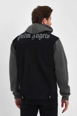 کاپشن قالب جین کلاهدار راحت آستین پانیه چاپی مشکی برند DAMGA JEANS کد 1696341406