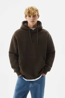 سوییشرت کلاهدار ساده رنگی برند Pull &amp; Bear کد 1696342453